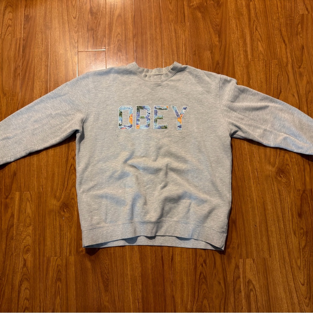 Obey Light Gray Crewneck Sweater